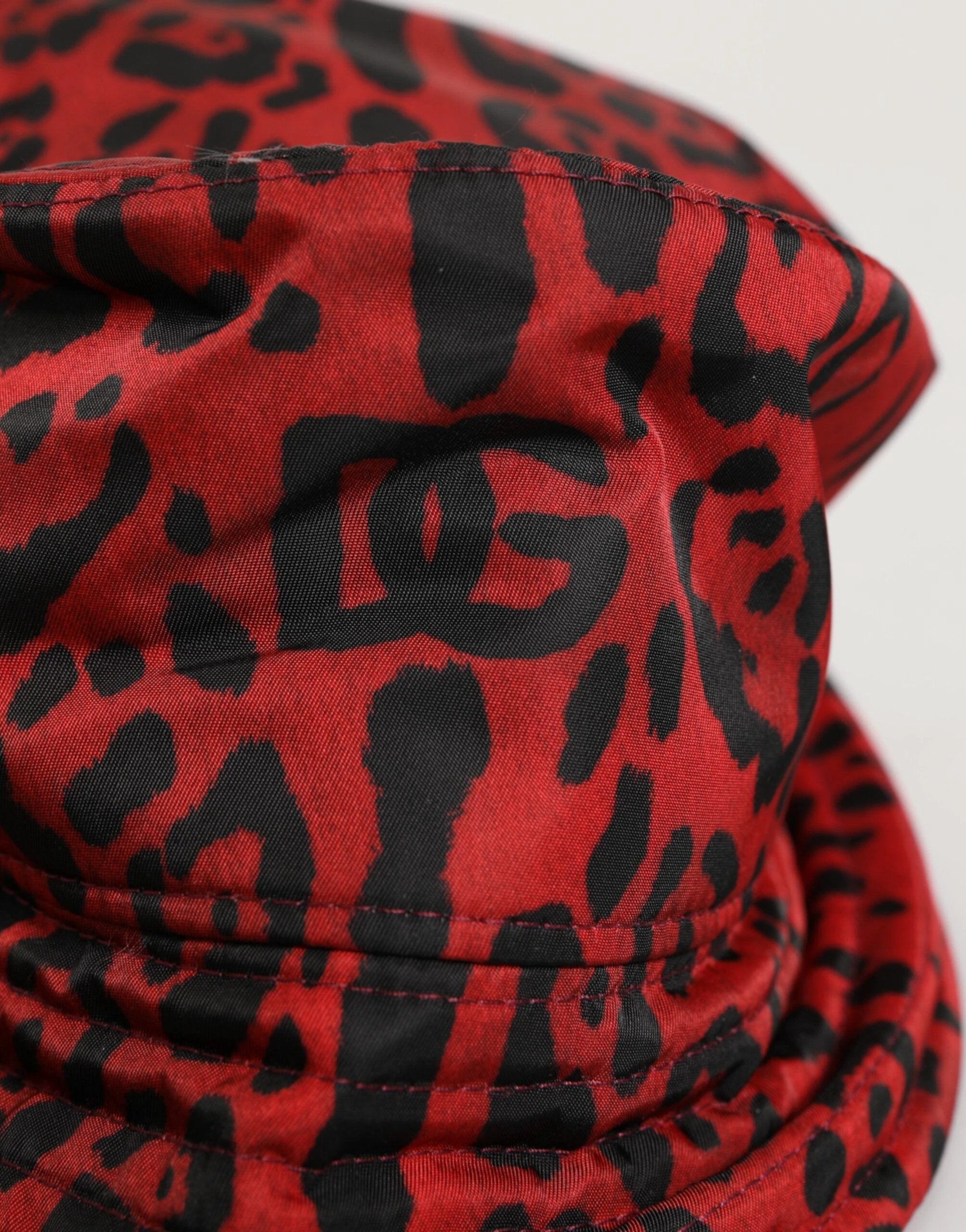 Dolce & Gabbana Red Black Nylon Leopard Print Bucket Men Cap Hat by Dolce & Gabbana