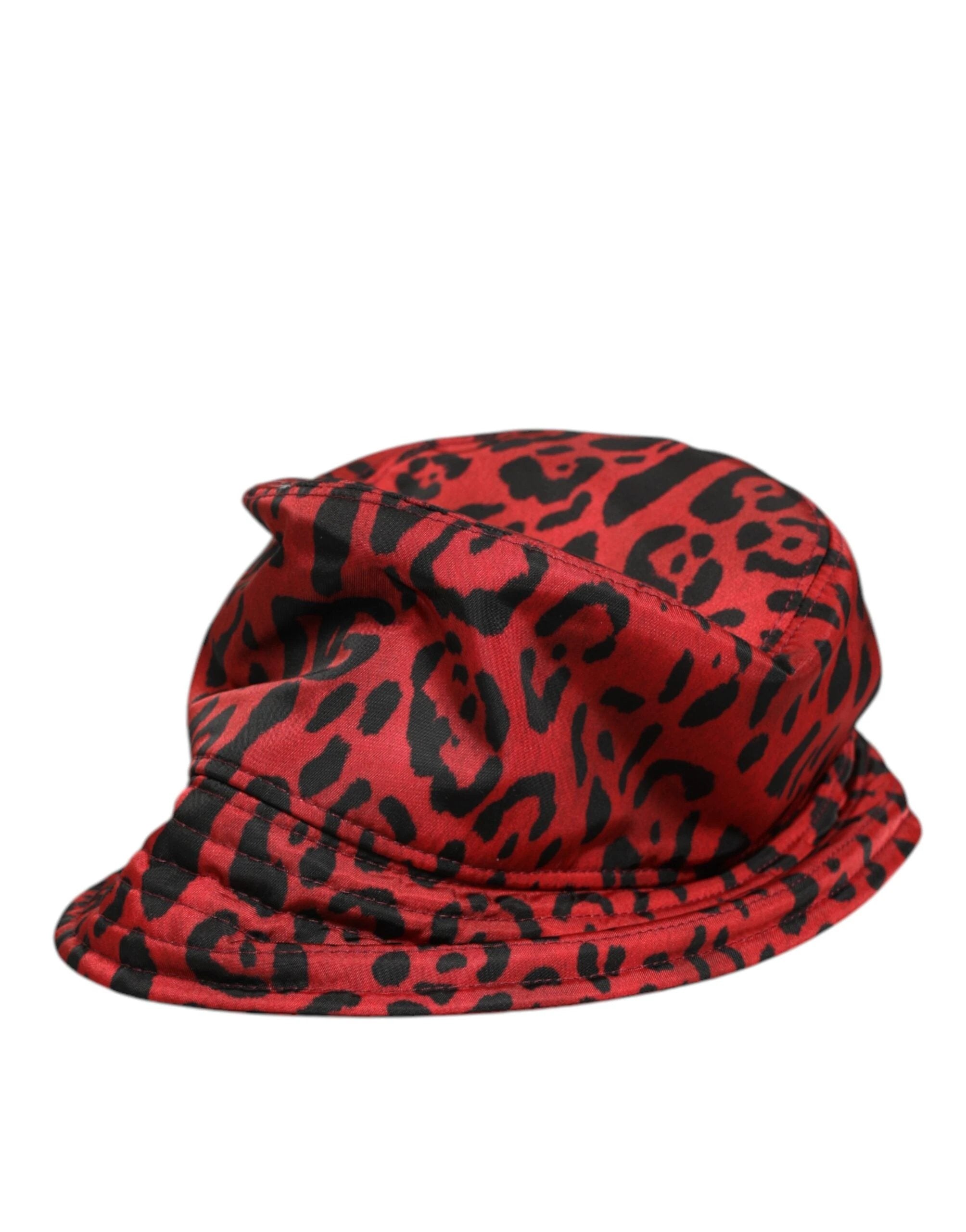 Dolce & Gabbana Red Black Nylon Leopard Print Bucket Men Cap Hat by Dolce & Gabbana