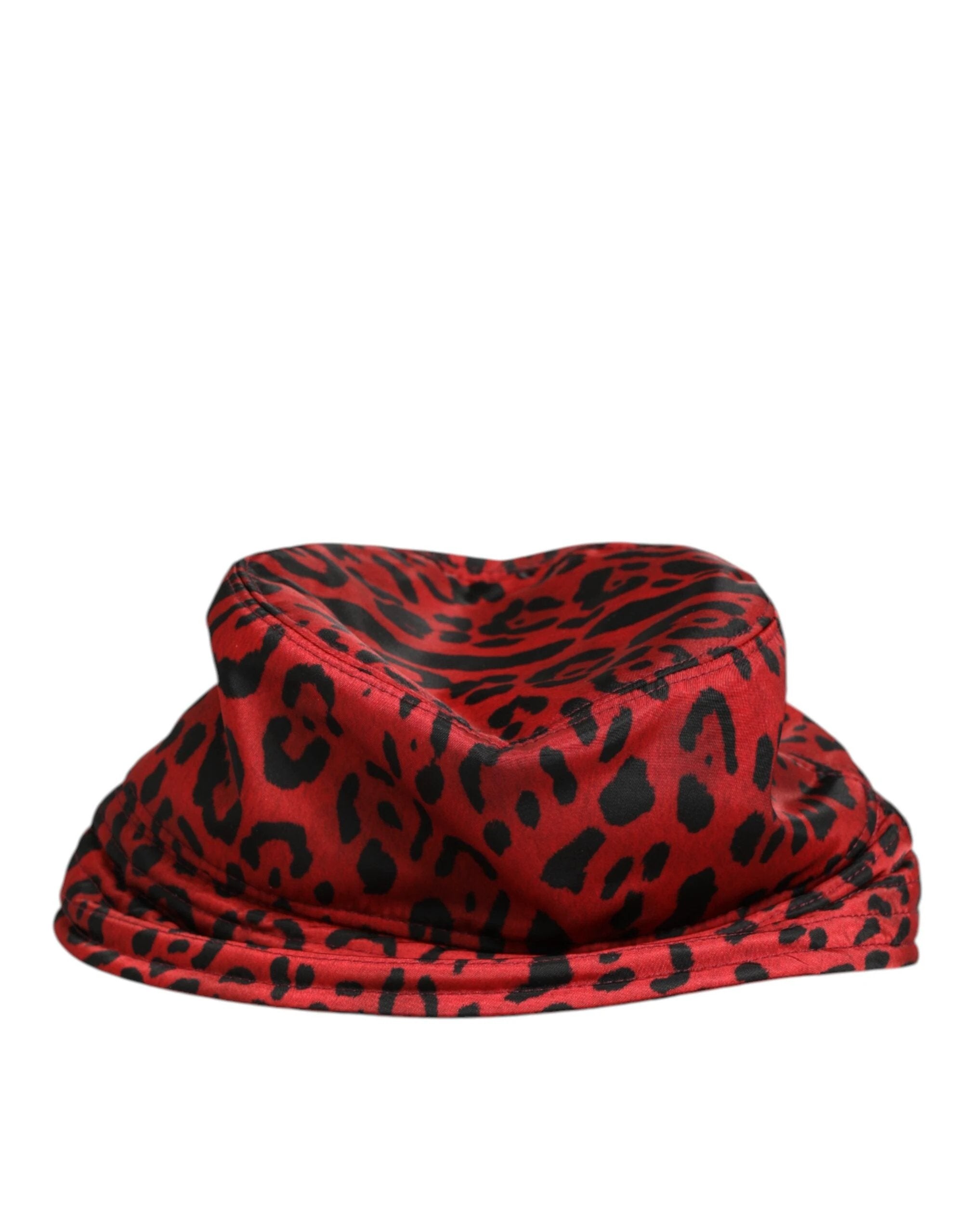 Dolce & Gabbana Red Black Nylon Leopard Print Bucket Men Cap Hat by Dolce & Gabbana