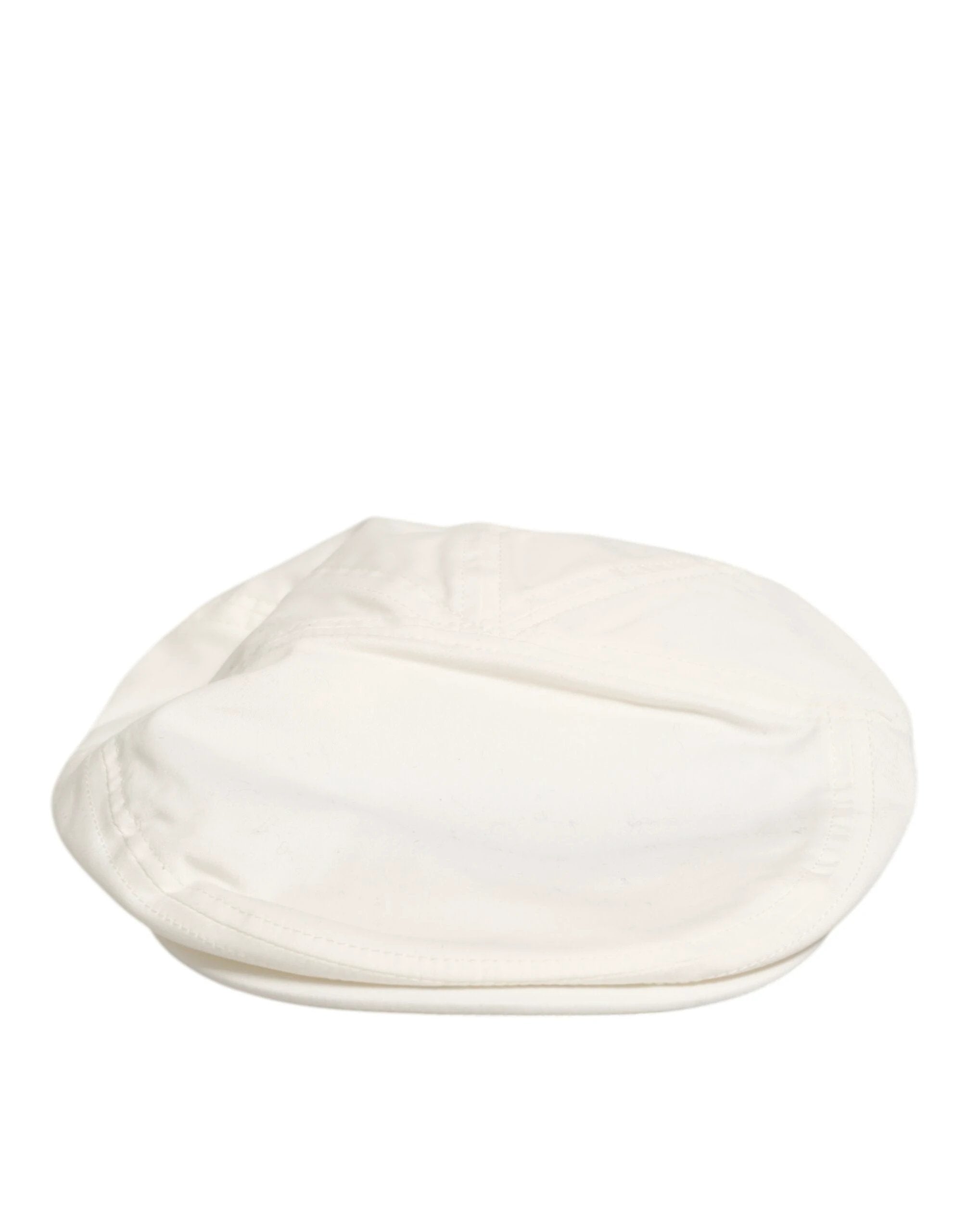 Dolce & Gabbana White Cotton Blend Leather Trim Flat Men Cap Hat by Dolce & Gabbana