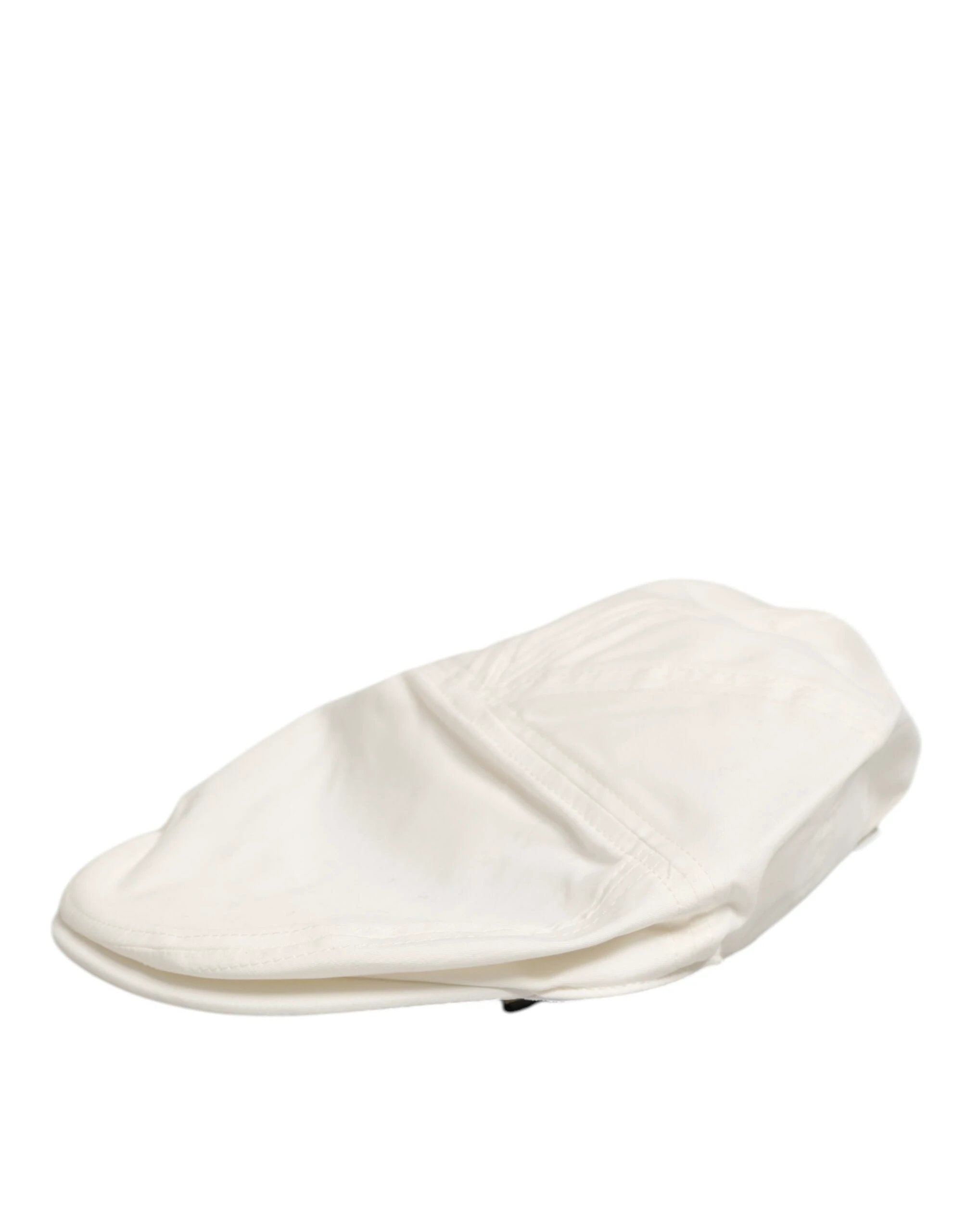 Dolce & Gabbana White Cotton Blend Leather Trim Flat Men Cap Hat by Dolce & Gabbana