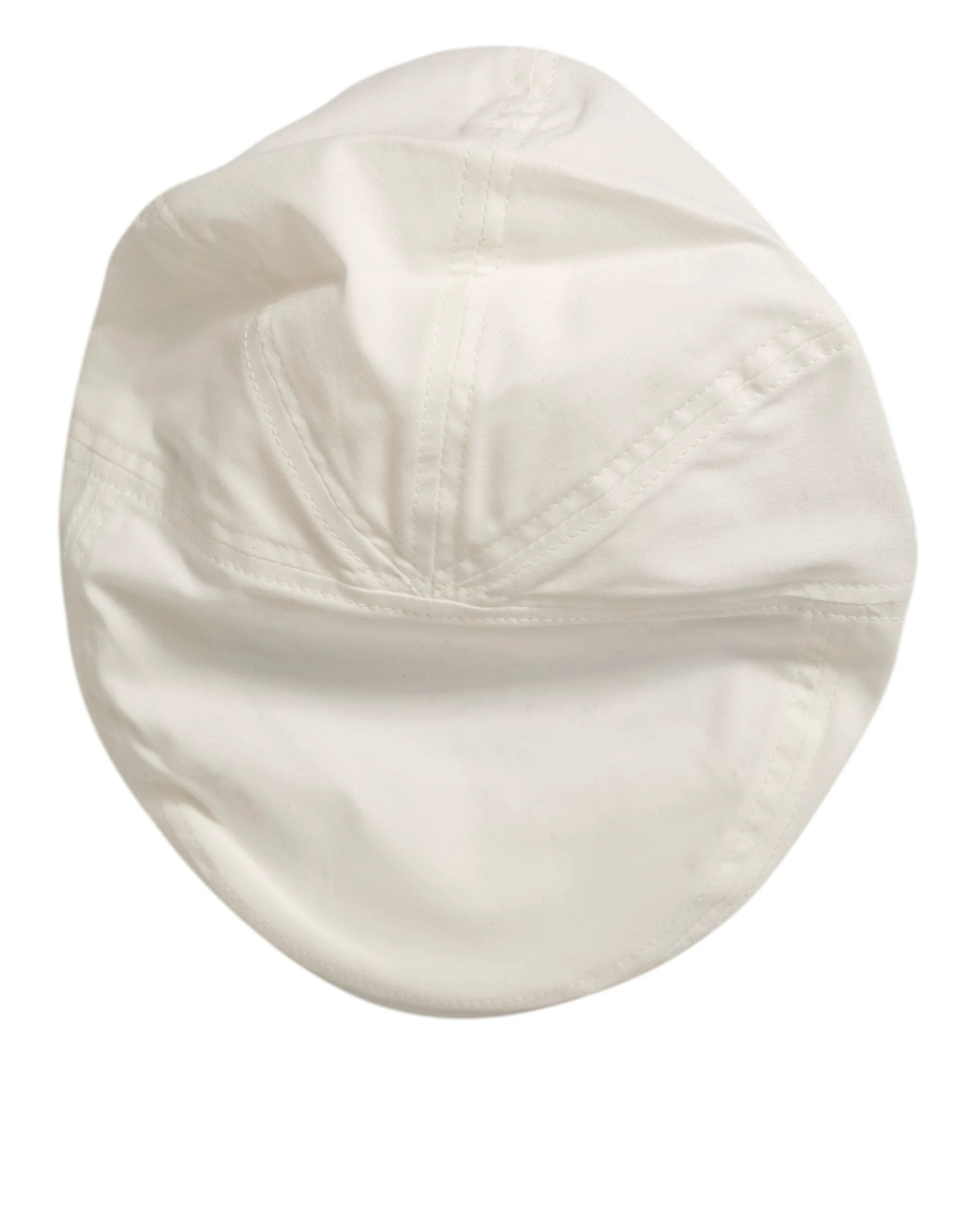 Dolce & Gabbana White Cotton Blend Leather Trim Flat Men Cap Hat by Dolce & Gabbana
