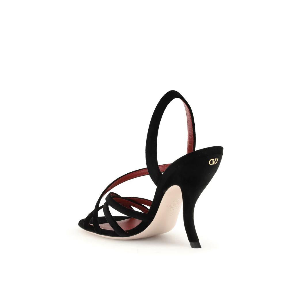 Valentino Garavani Black Velvet Stiletto Heel Sandals by Valentino Garavani