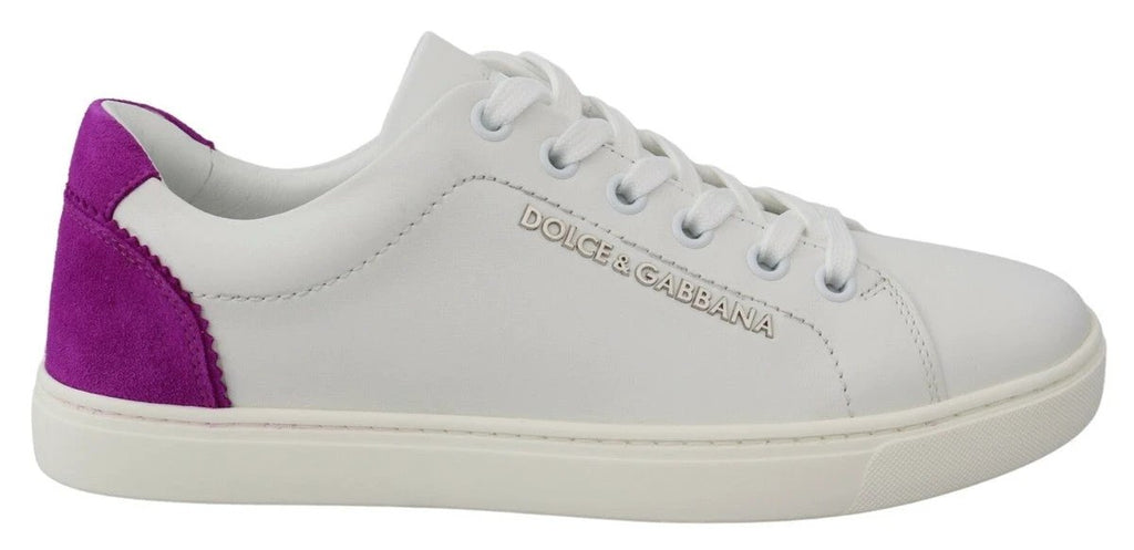 Dolce & Gabbana White Suede Leather Low Top Sneakers Shoes by Dolce & Gabbana