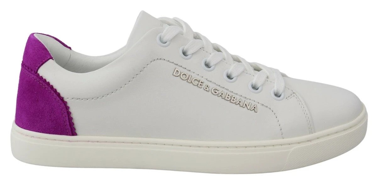 Dolce & Gabbana White Suede Leather Low Top Sneakers Shoes by Dolce & Gabbana