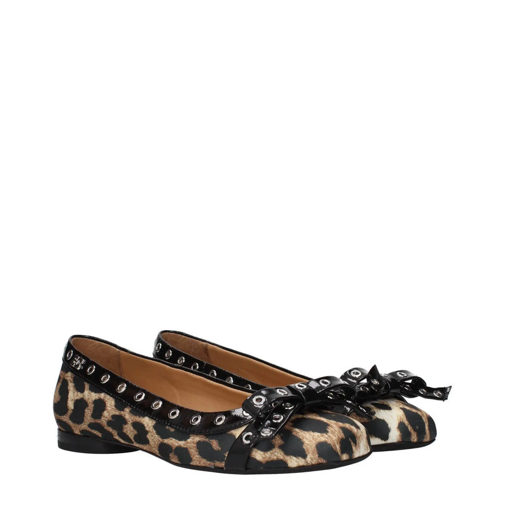 Ballerines en tissu marron Ganni