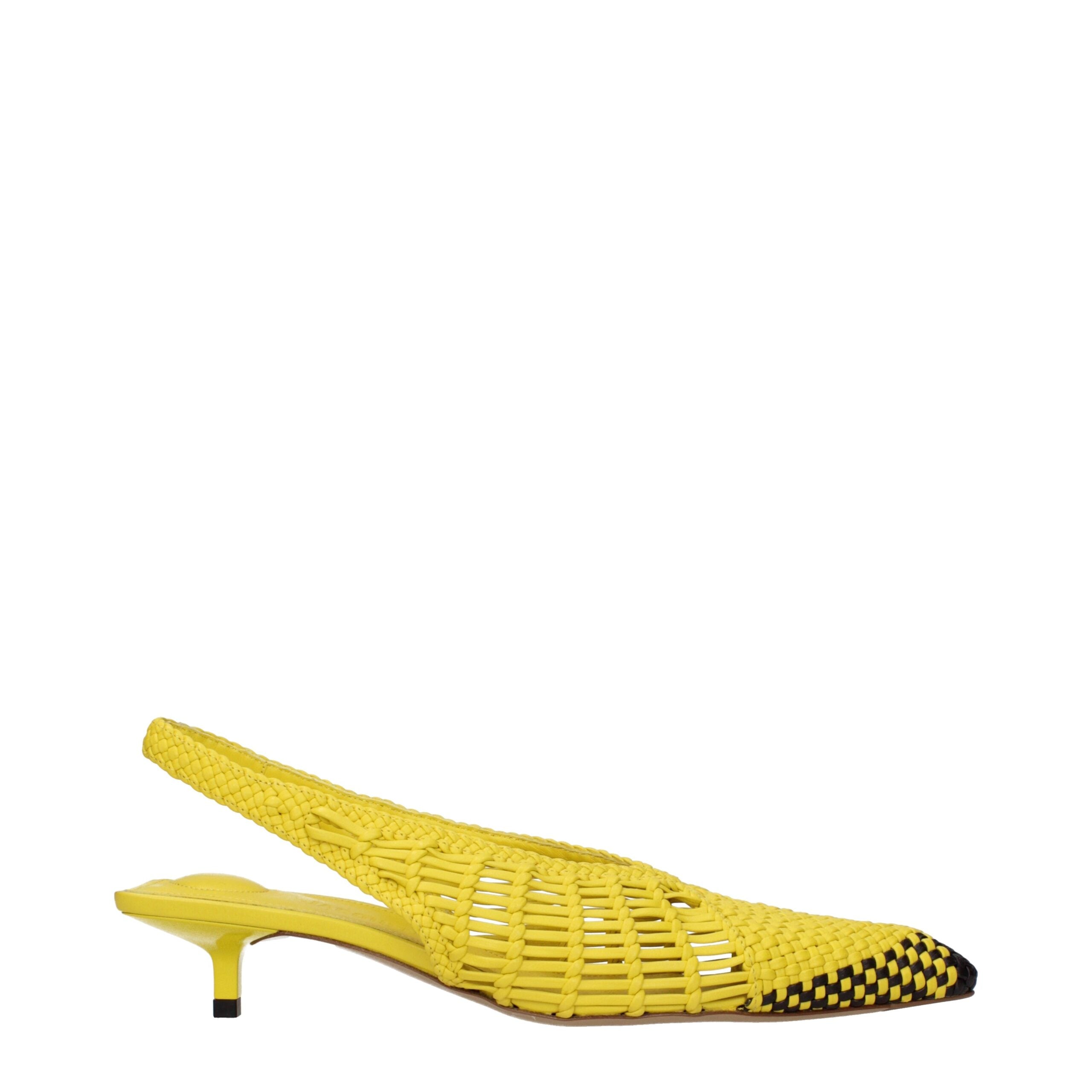 Sandales plates en cuir jaune Jacquemus