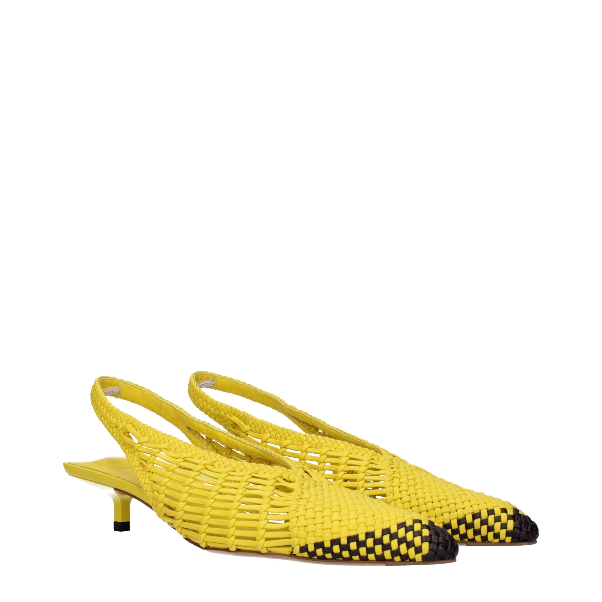 Sandales plates en cuir jaune Jacquemus