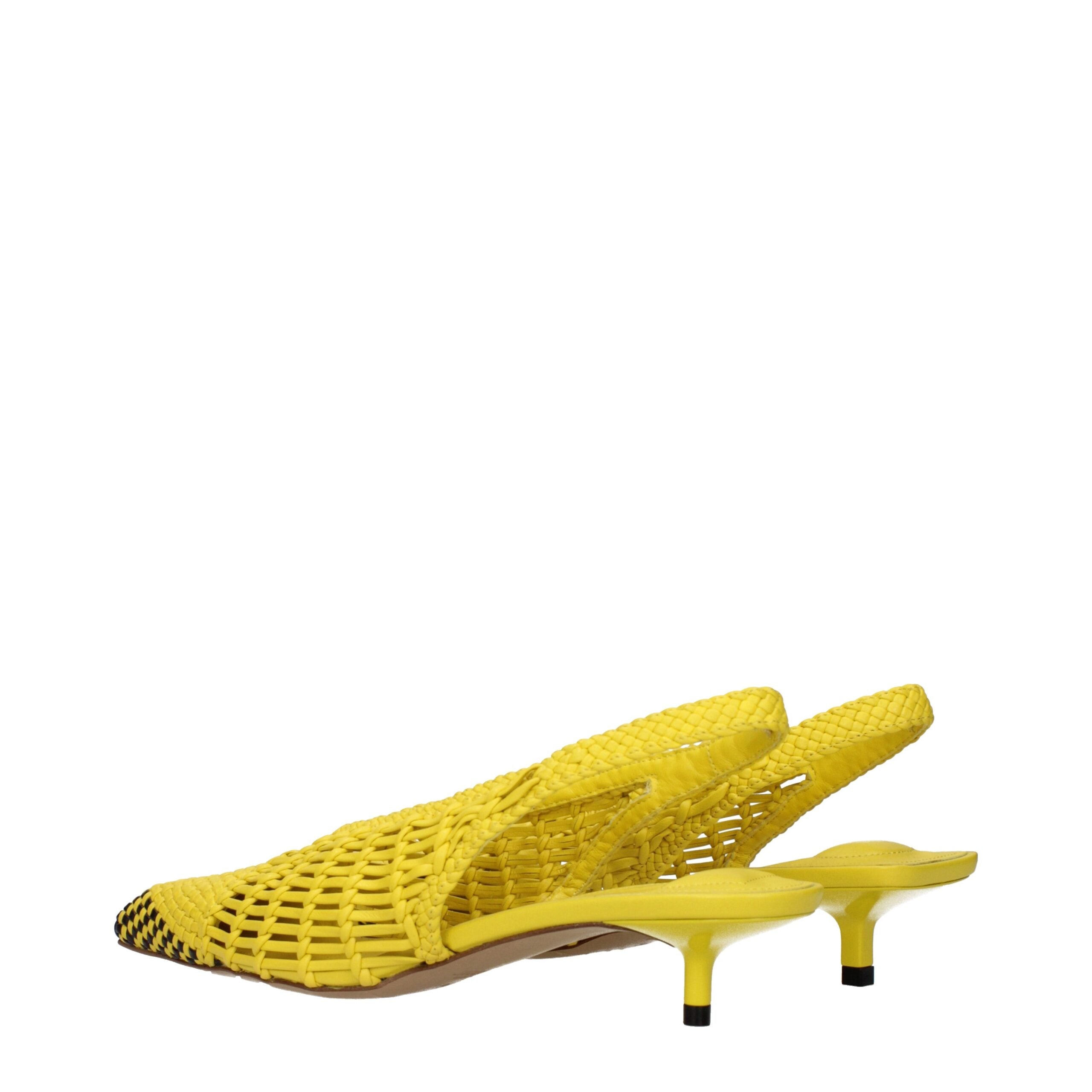 Sandales plates en cuir jaune Jacquemus