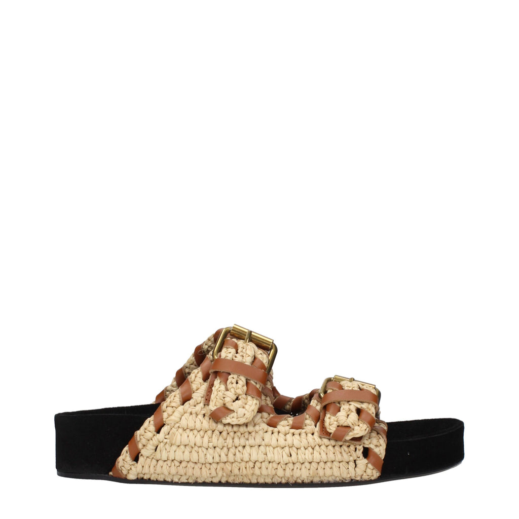 Pantoufles en raphia beige Isabel Marant
