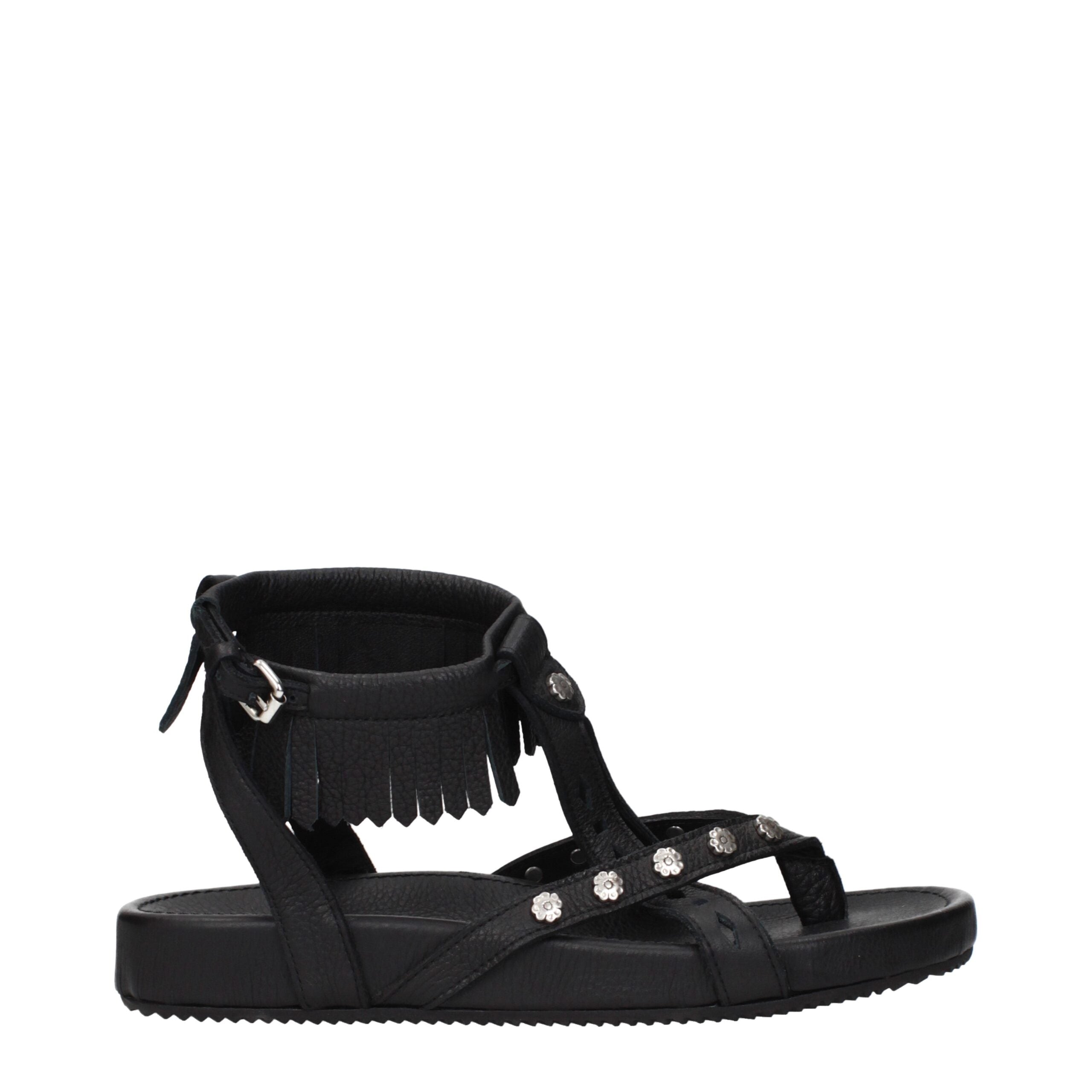 Sandales plates en cuir noir Isabel Marant