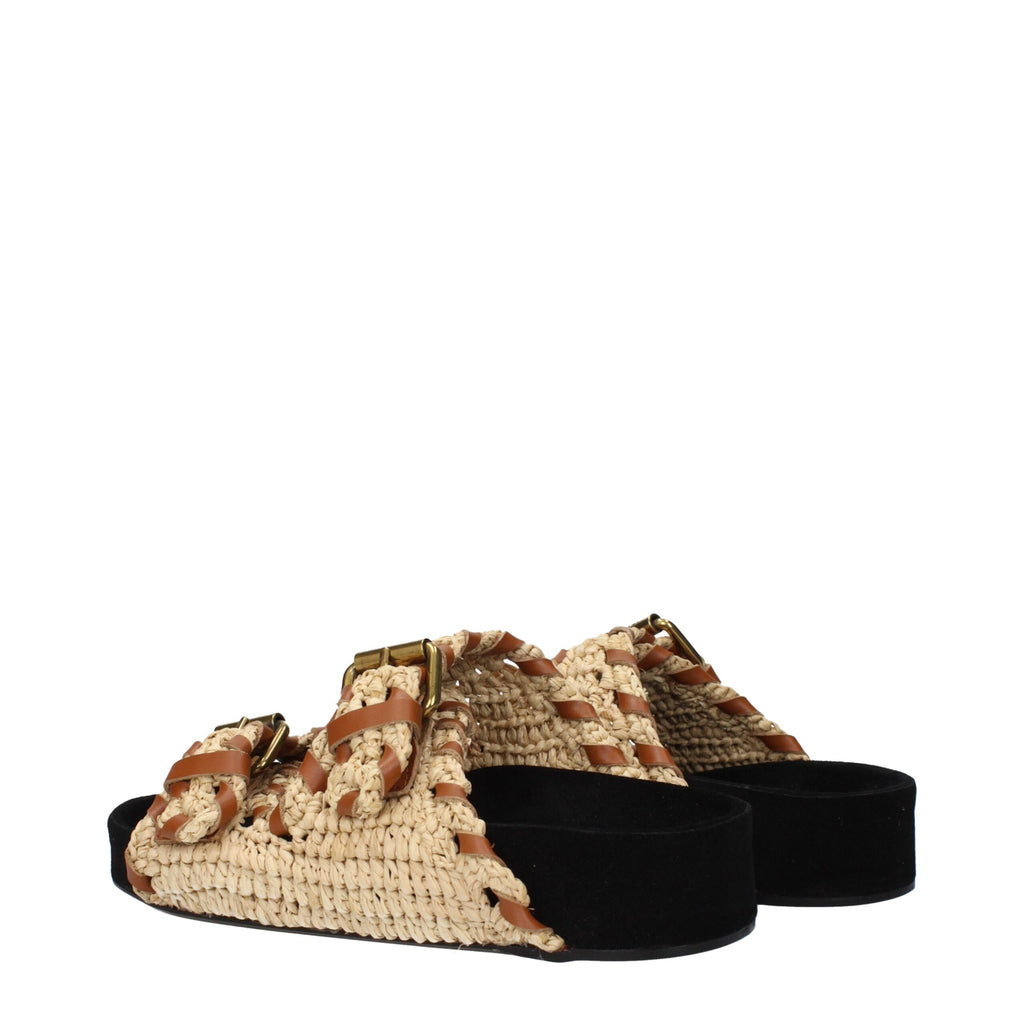 Pantoufles en raphia beige Isabel Marant