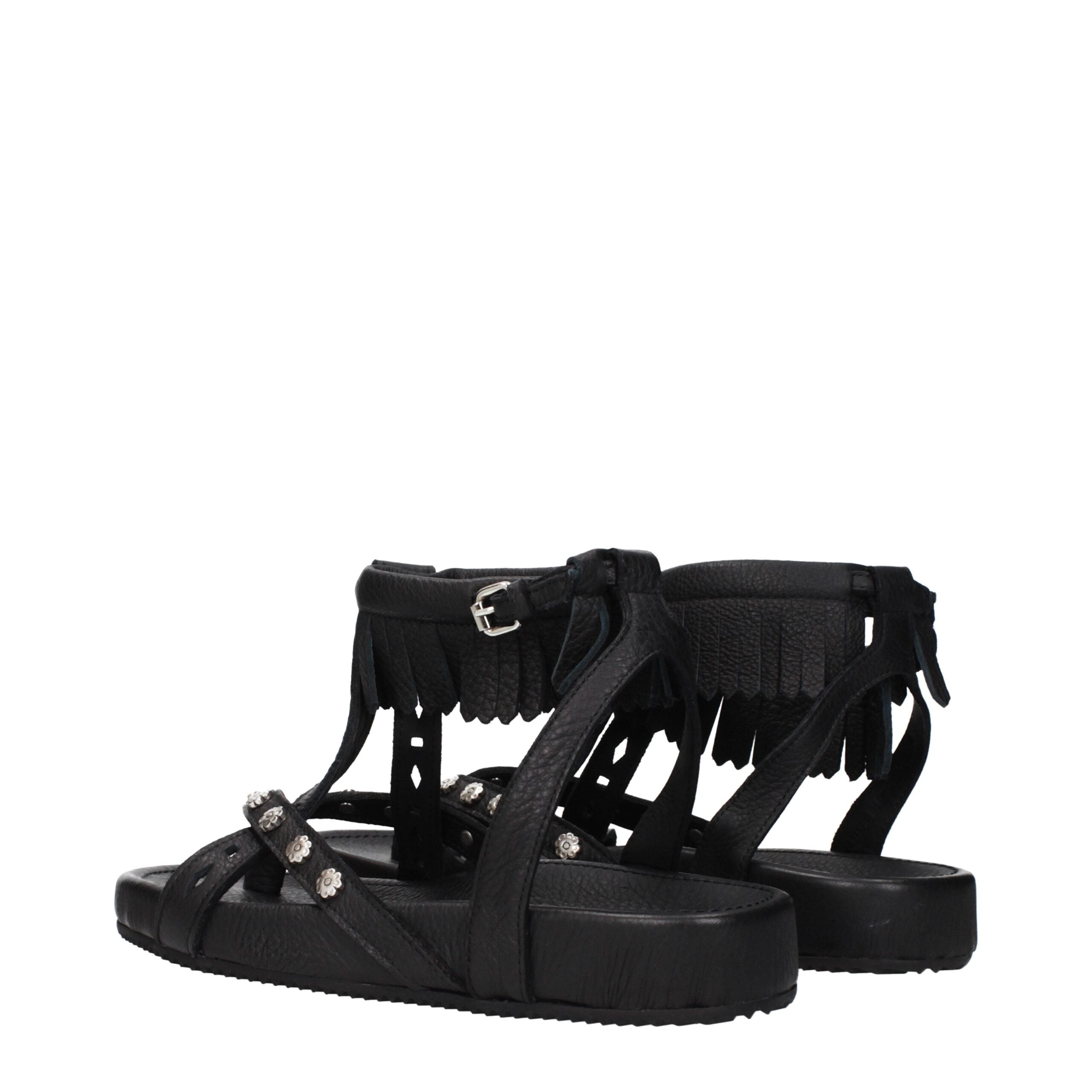 Sandales plates en cuir noir Isabel Marant