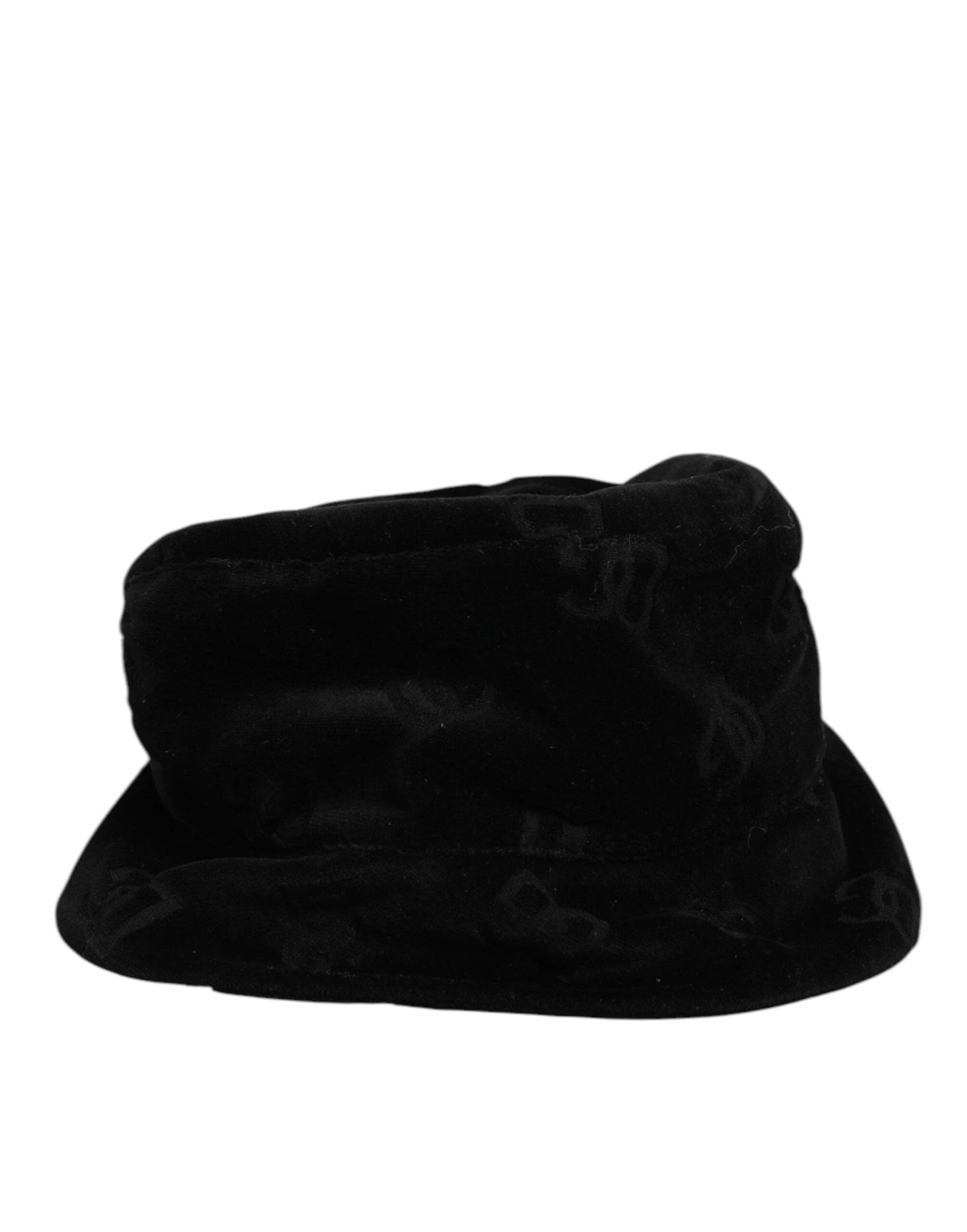 Dolce & Gabbana Black Cotton Suede Bucket Logo Capello Hat by Dolce & Gabbana