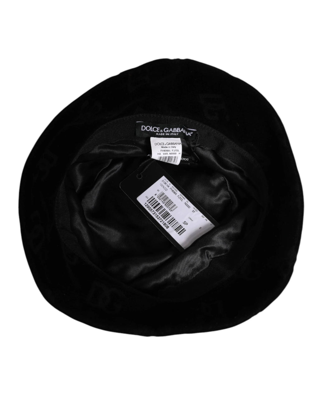 Dolce & Gabbana Black Cotton Suede Bucket Logo Capello Hat by Dolce & Gabbana