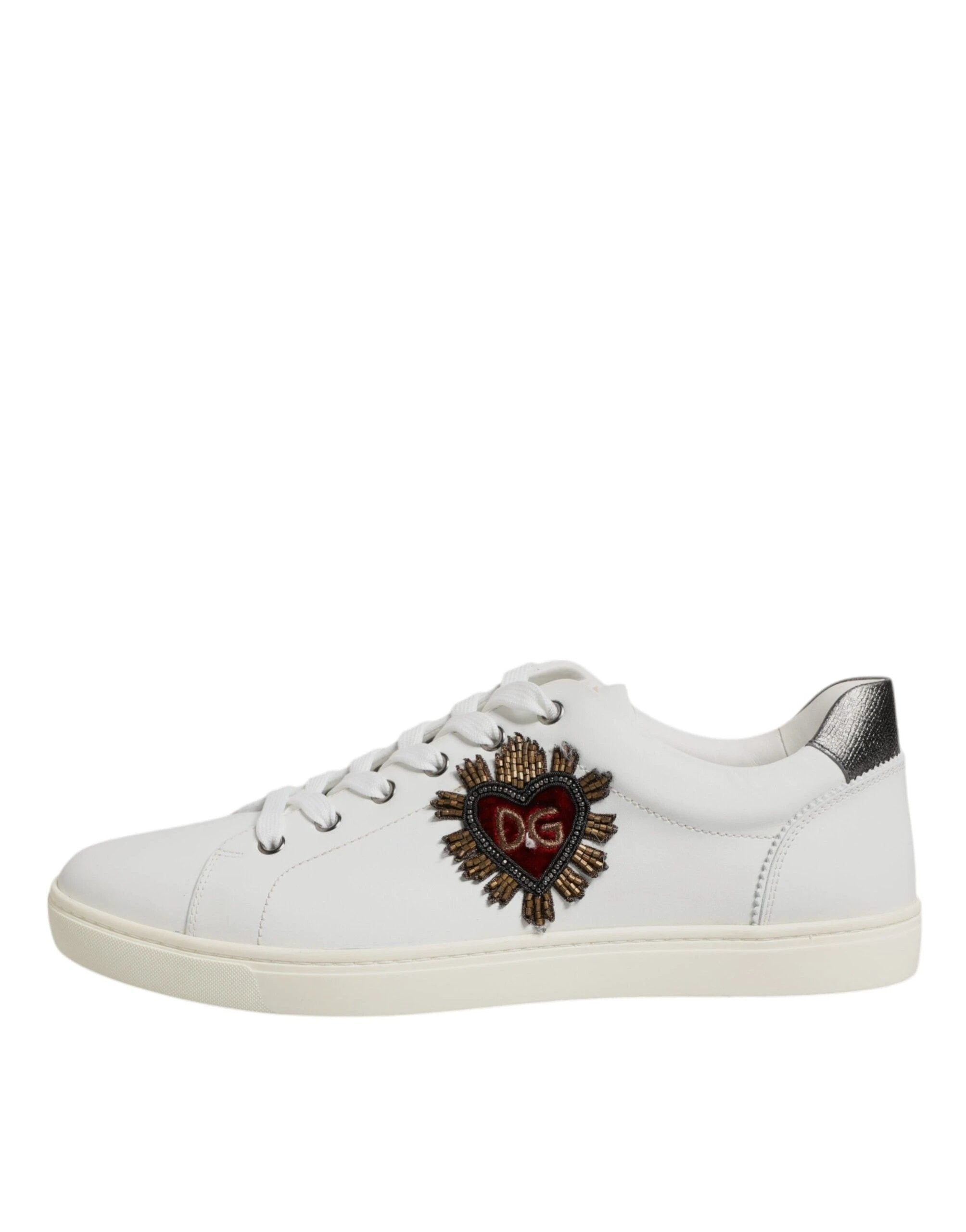 Dolce & Gabbana White Sacred Heart Men Low Top Sneakers Shoes by Dolce & Gabbana
