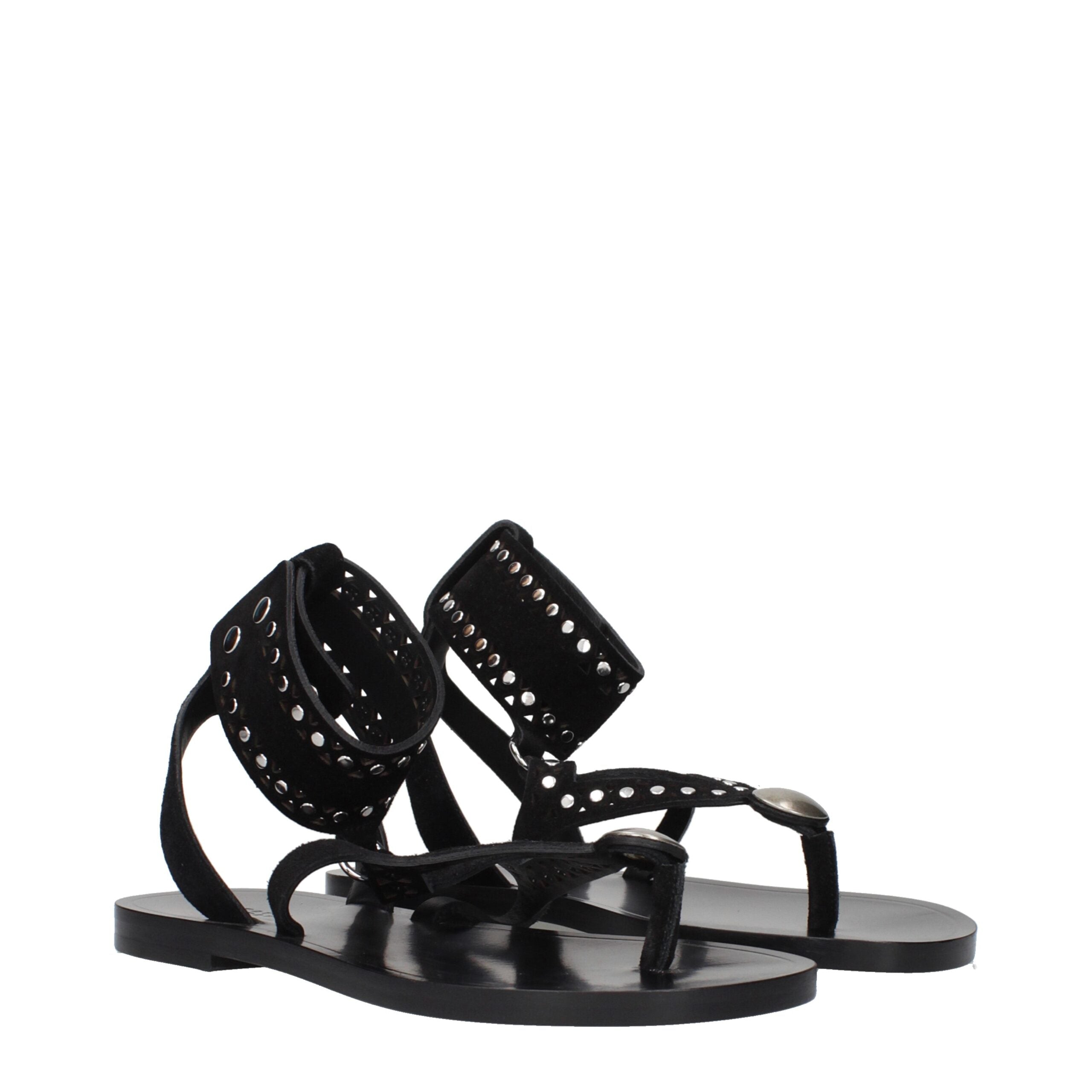 Sandales tongs en cuir noir Isabel Marant