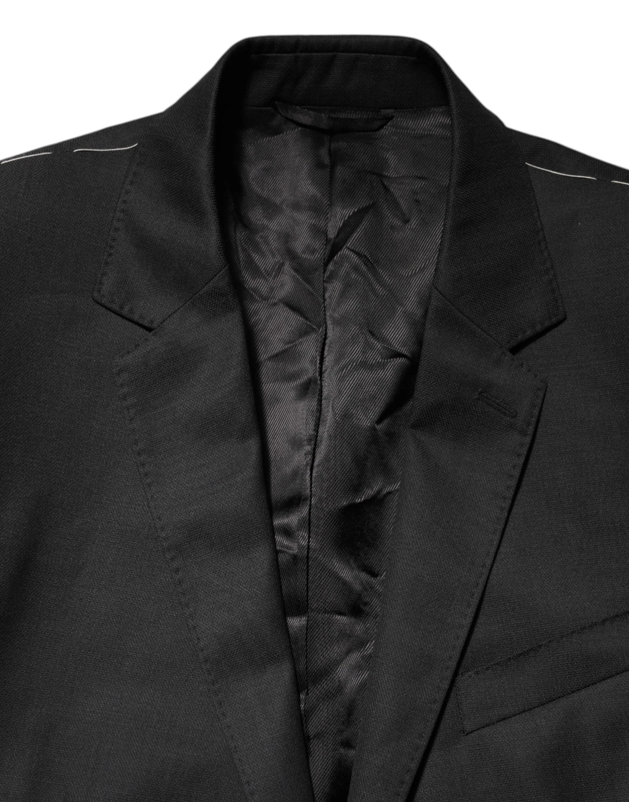 Dolce & Gabbana Black Single Breasted Men Coat MARTINI Blazer by Dolce & Gabbana