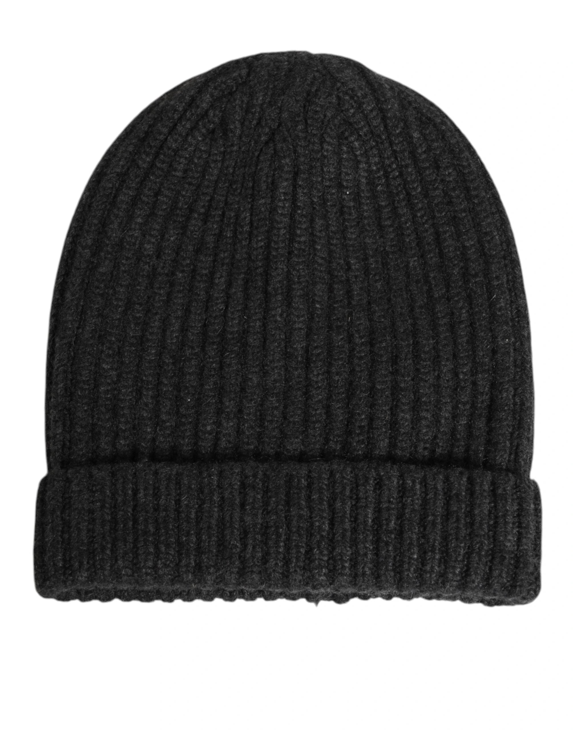 Dolce & Gabbana Black Cashmere Knitted Beanie Men Capello Hat by Dolce & Gabbana
