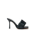 Bottega Veneta Green Leather Stiletto Heel Sandals by Bottega Veneta