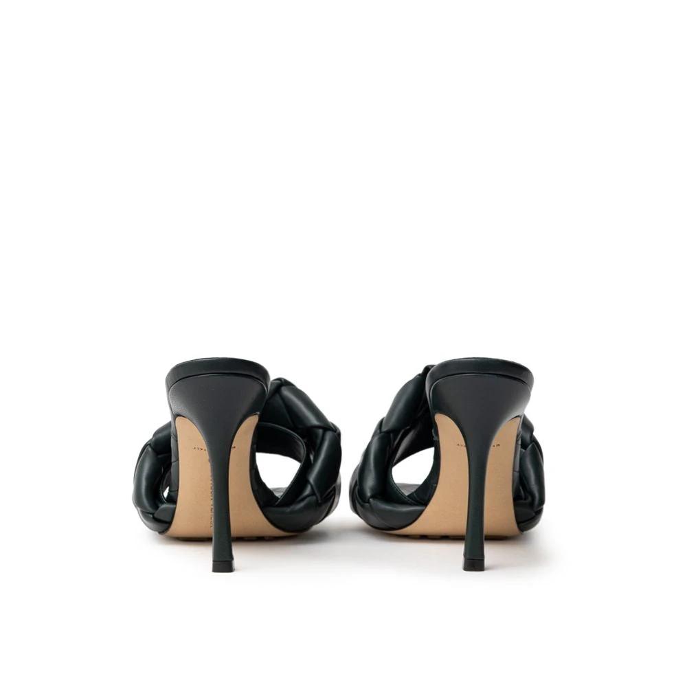 Bottega Veneta Green Leather Stiletto Heel Sandals by Bottega Veneta