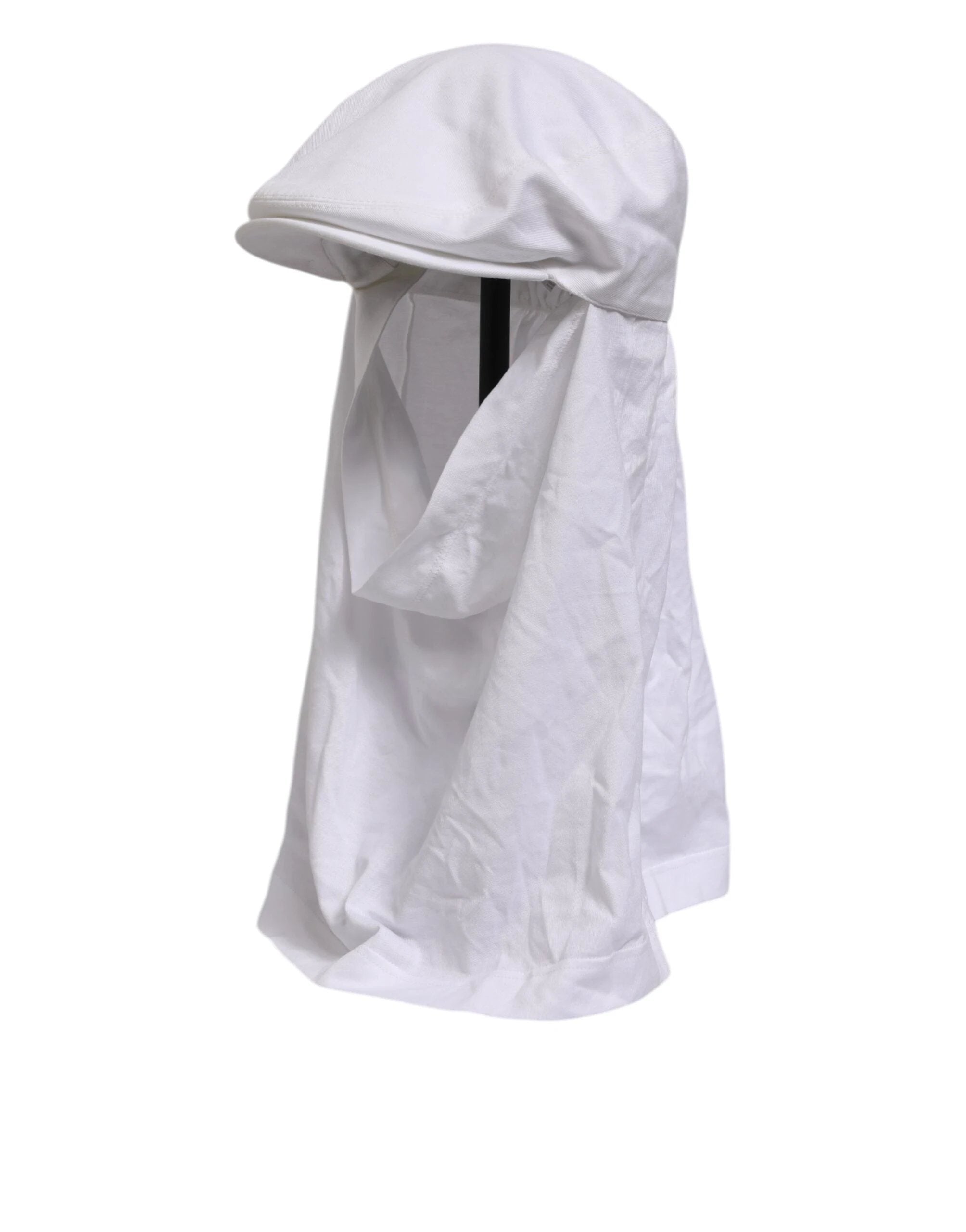 Dolce & Gabbana White Cotton DG Logo Plaque Baseball Balaclava Hat by Dolce & Gabbana