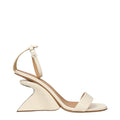 Sandales à plateforme en cuir beige clair