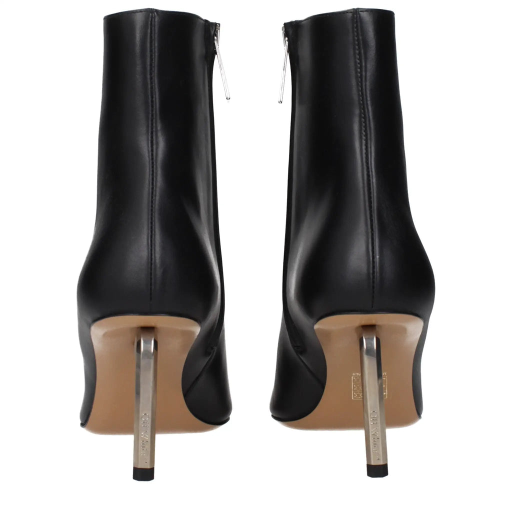 Off-White Black Leather Ankle Boots