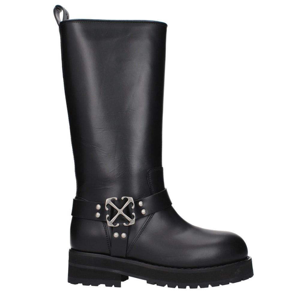 Off-White Black Leather Boots