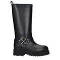 Bottes plates en cuir noir Off-White