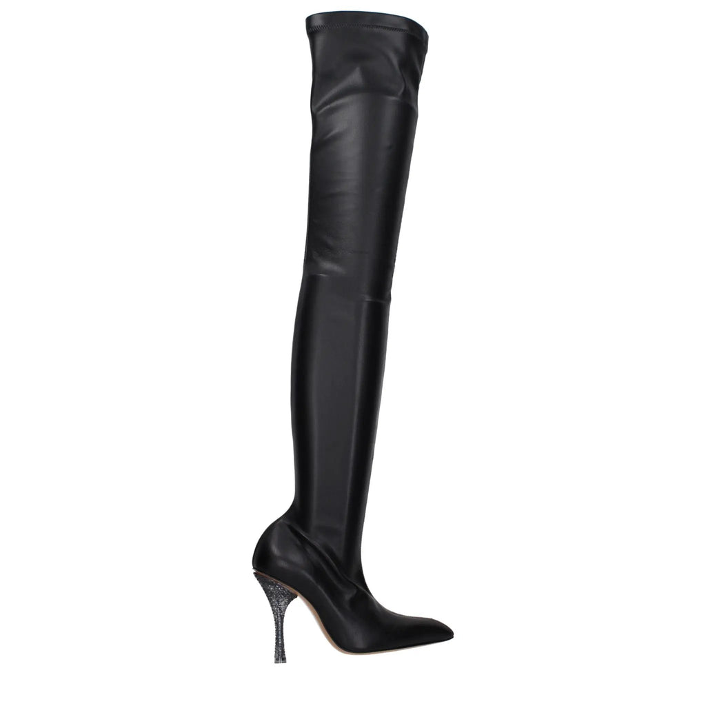 Bottes hautes en cuir noir Off-White