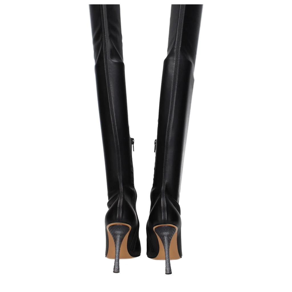 Bottes hautes en cuir noir Off-White