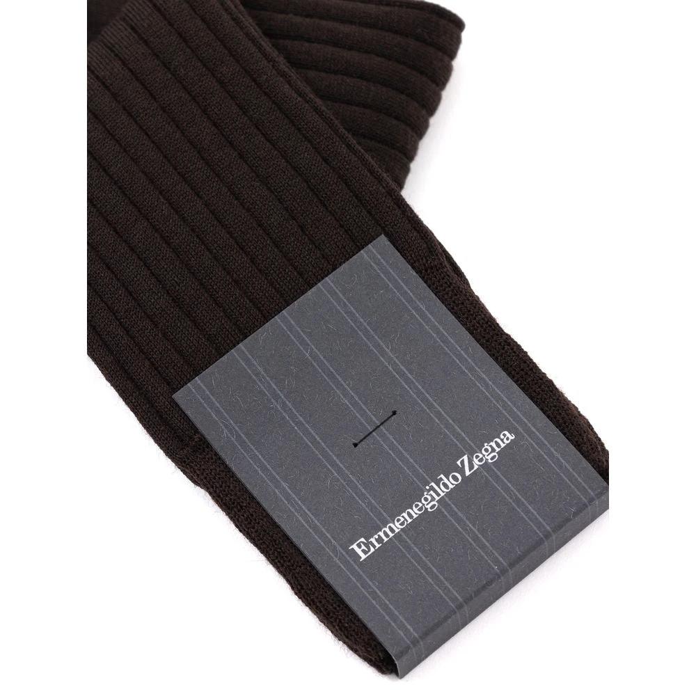 ZEGNA Brown Wool Socks by ZEGNA