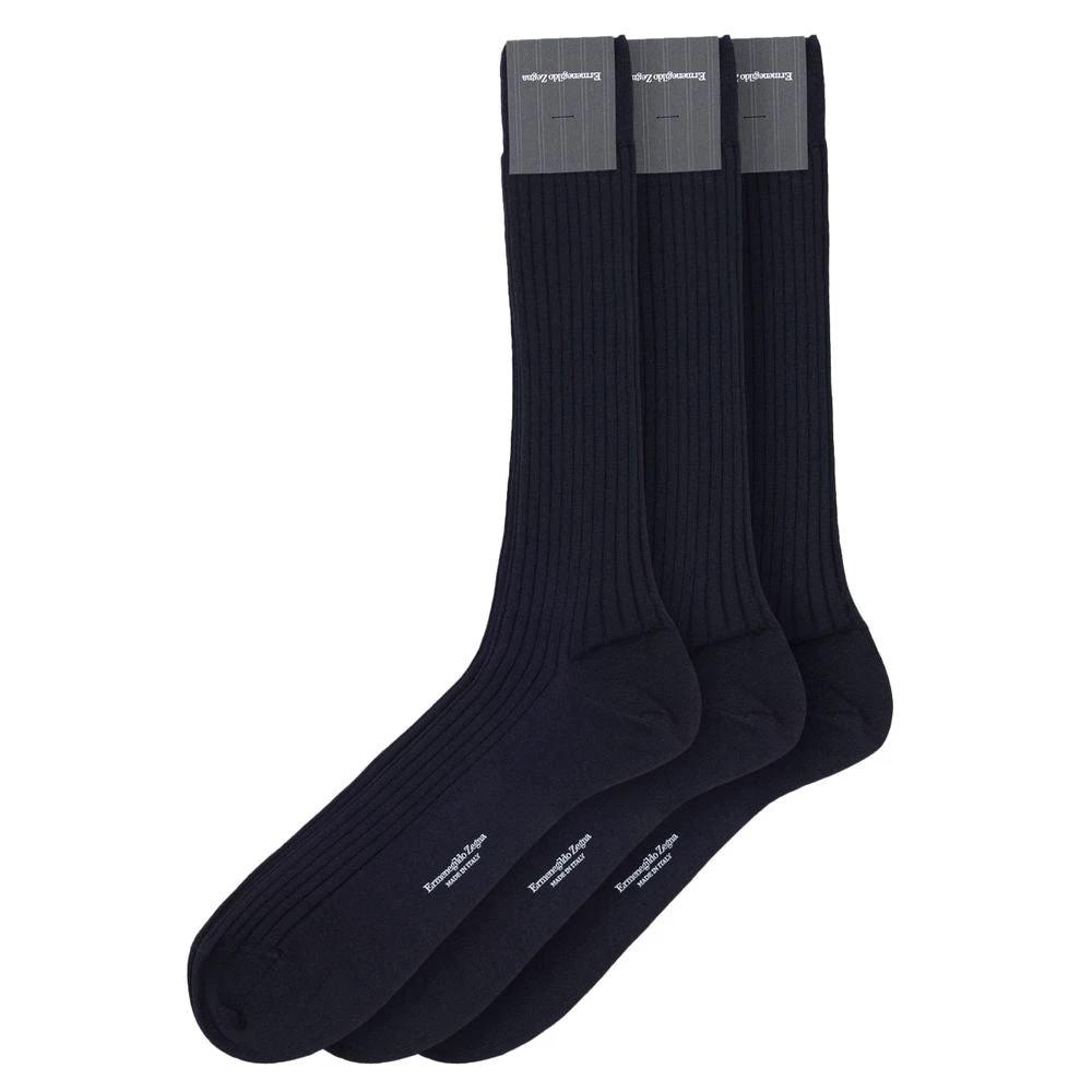 ZEGNA Navy Blue Wool Socks by ZEGNA
