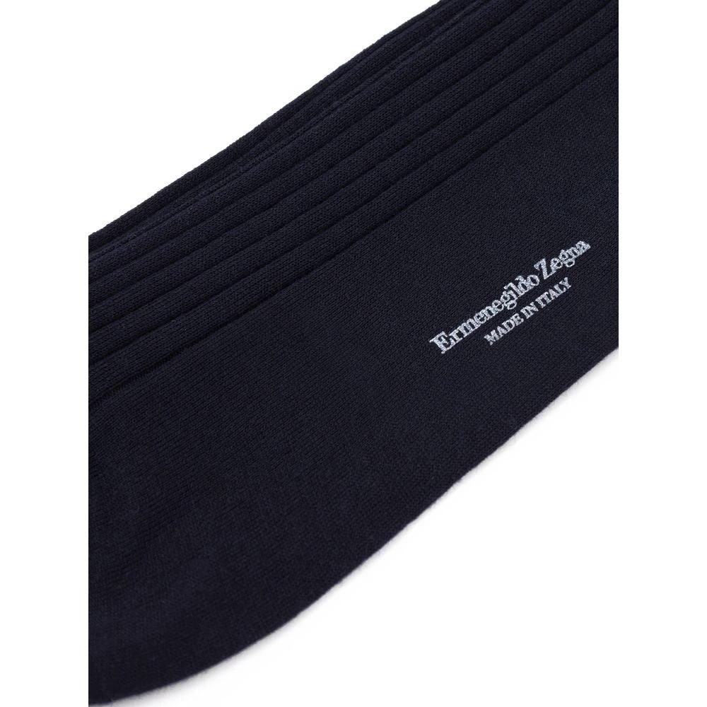 ZEGNA Navy Blue Wool Socks by ZEGNA