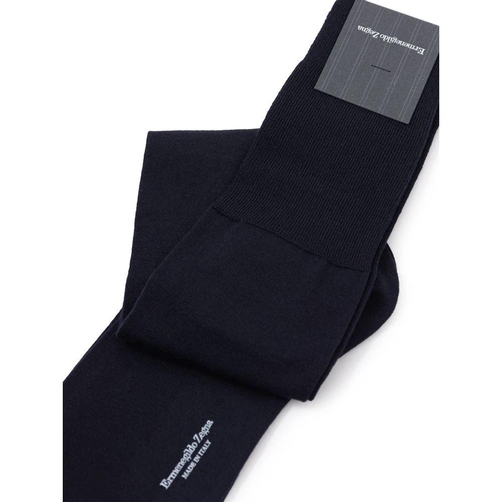 ZEGNA Navy Blue Wool Socks by ZEGNA