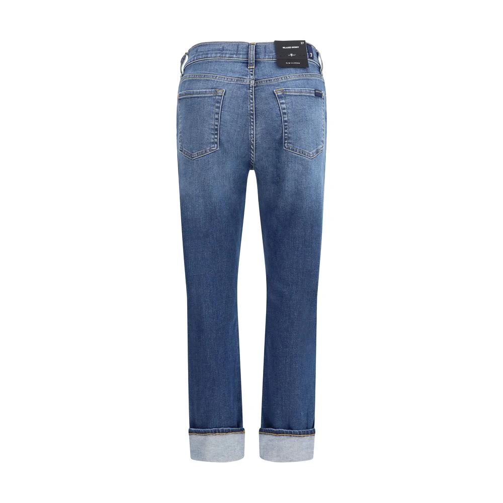 7FOR Blue Cotton Relaxed Fit Jeans