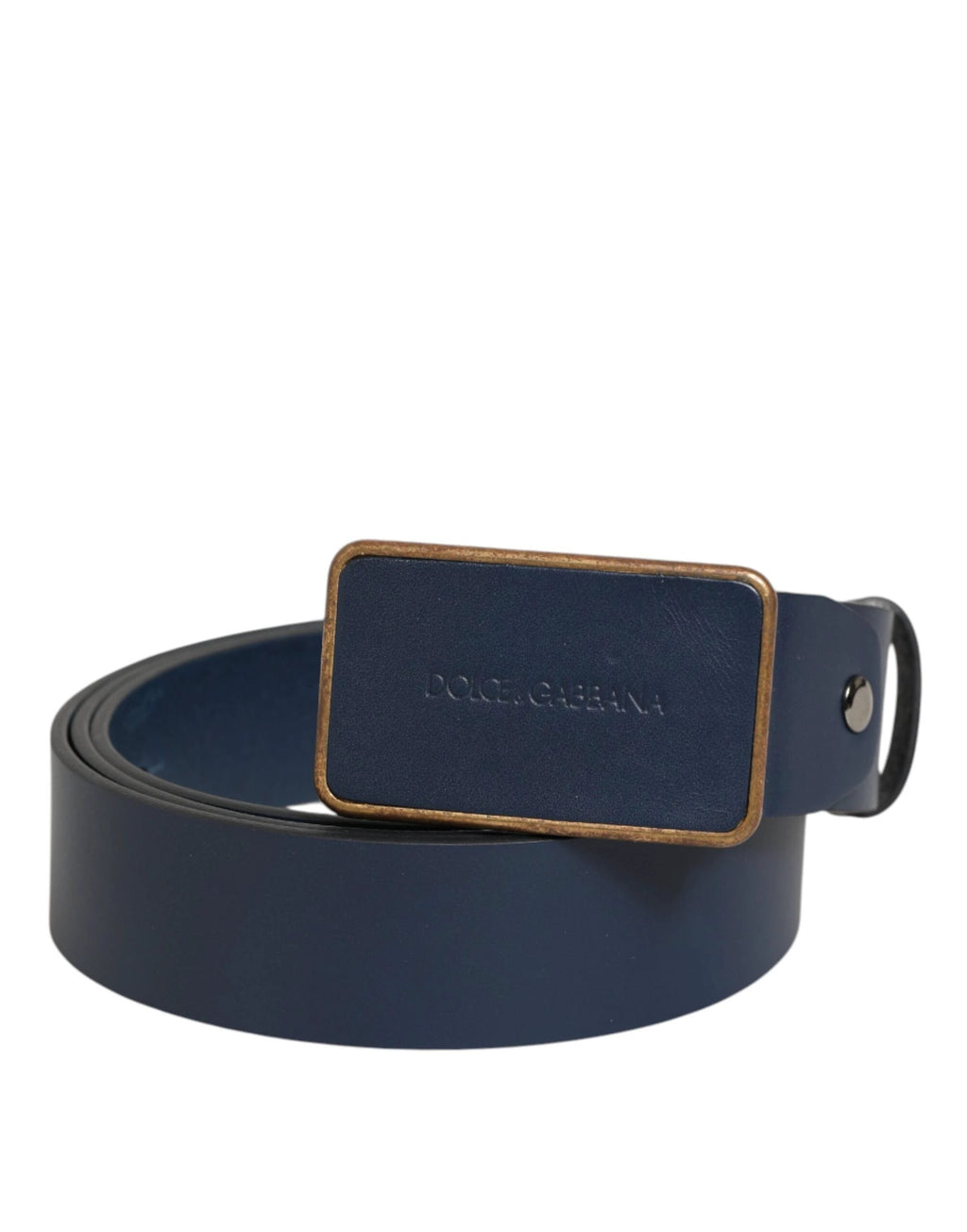 Ceinture Dolce &amp; Gabbana en cuir bleu avec boucle logo classique en métal