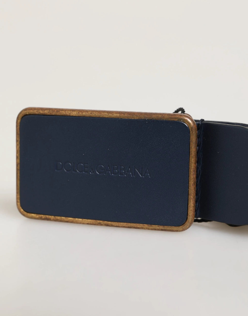 Ceinture Dolce &amp; Gabbana en cuir bleu avec boucle logo classique en métal