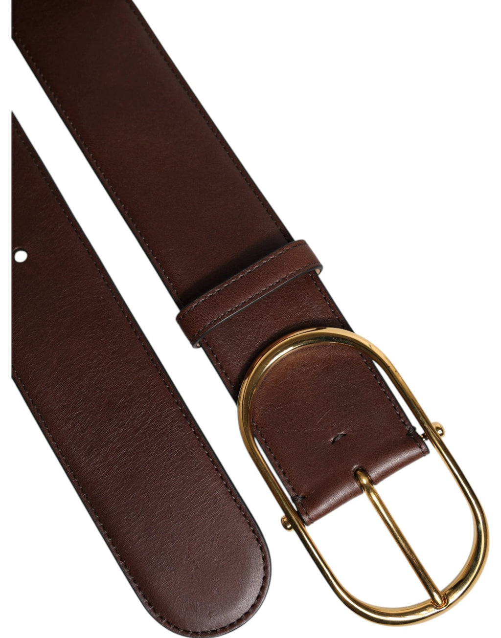 Dolce & Gabbana Brown Leather Classic Metal Oval Buckle Belt by Dolce & Gabbana