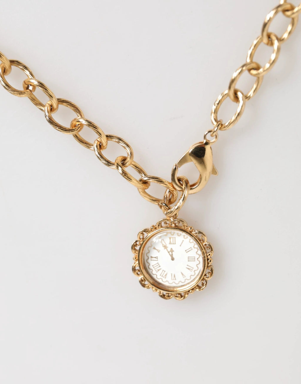 Dolce & Gabbana Gold Crystal Clock Pendant Statement Jewelry Necklace by Dolce & Gabbana