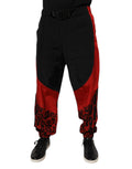 Dolce & Gabbana Black Red Leopard Print Nylon Jogger Pants by Dolce & Gabbana