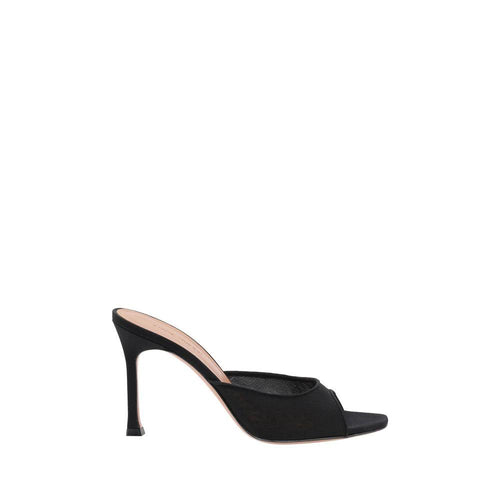 Amina Muaddi Black Fabric Stiletto Heel Sandals by Amina Muaddi