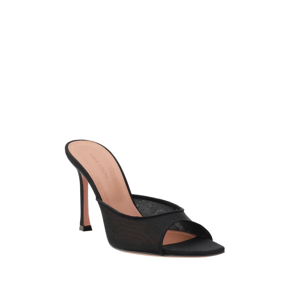 Amina Muaddi Black Fabric Stiletto Heel Sandals by Amina Muaddi