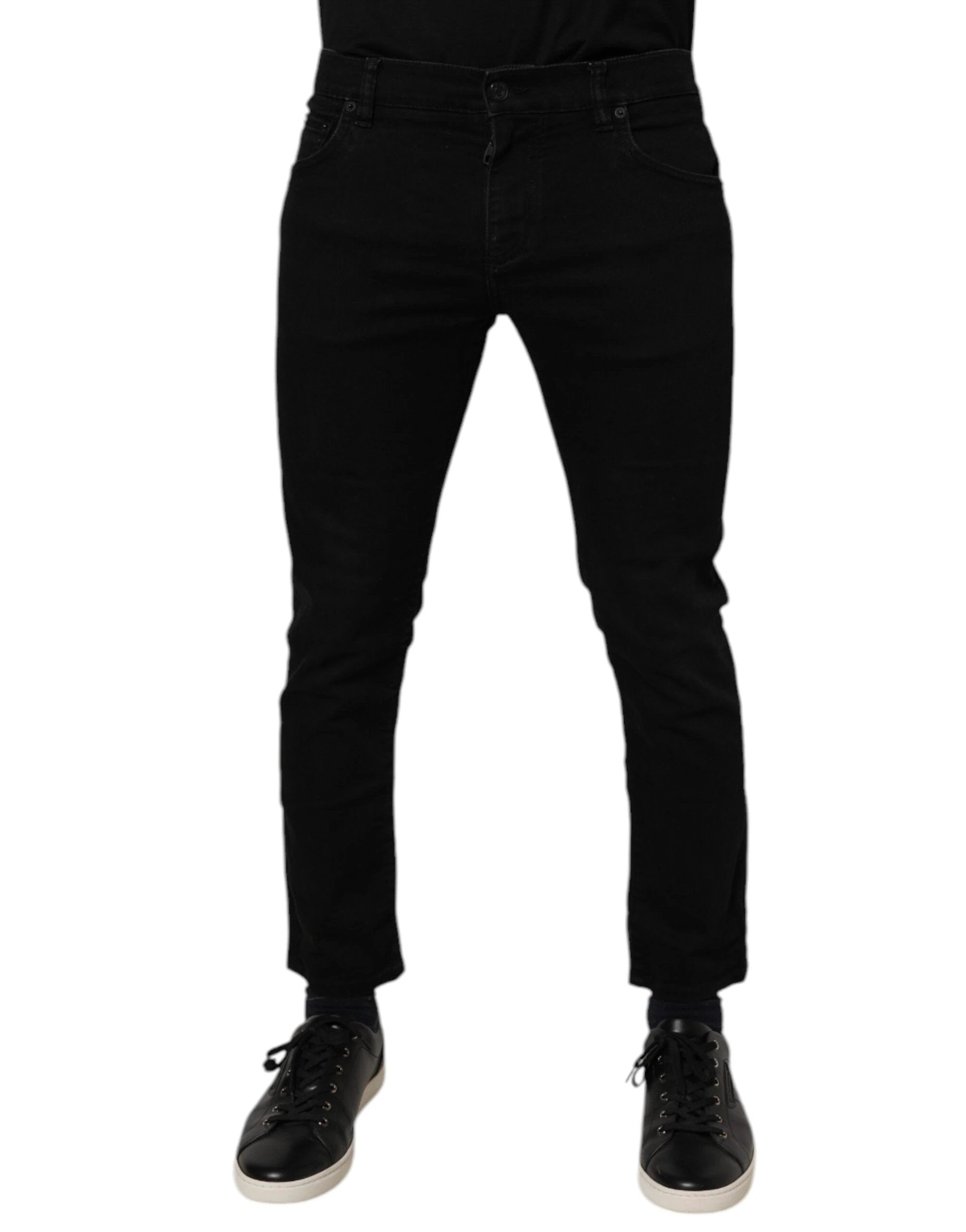Dolce & Gabbana Black Cotton Stretch Skinny Men Denim Jeans by Dolce & Gabbana
