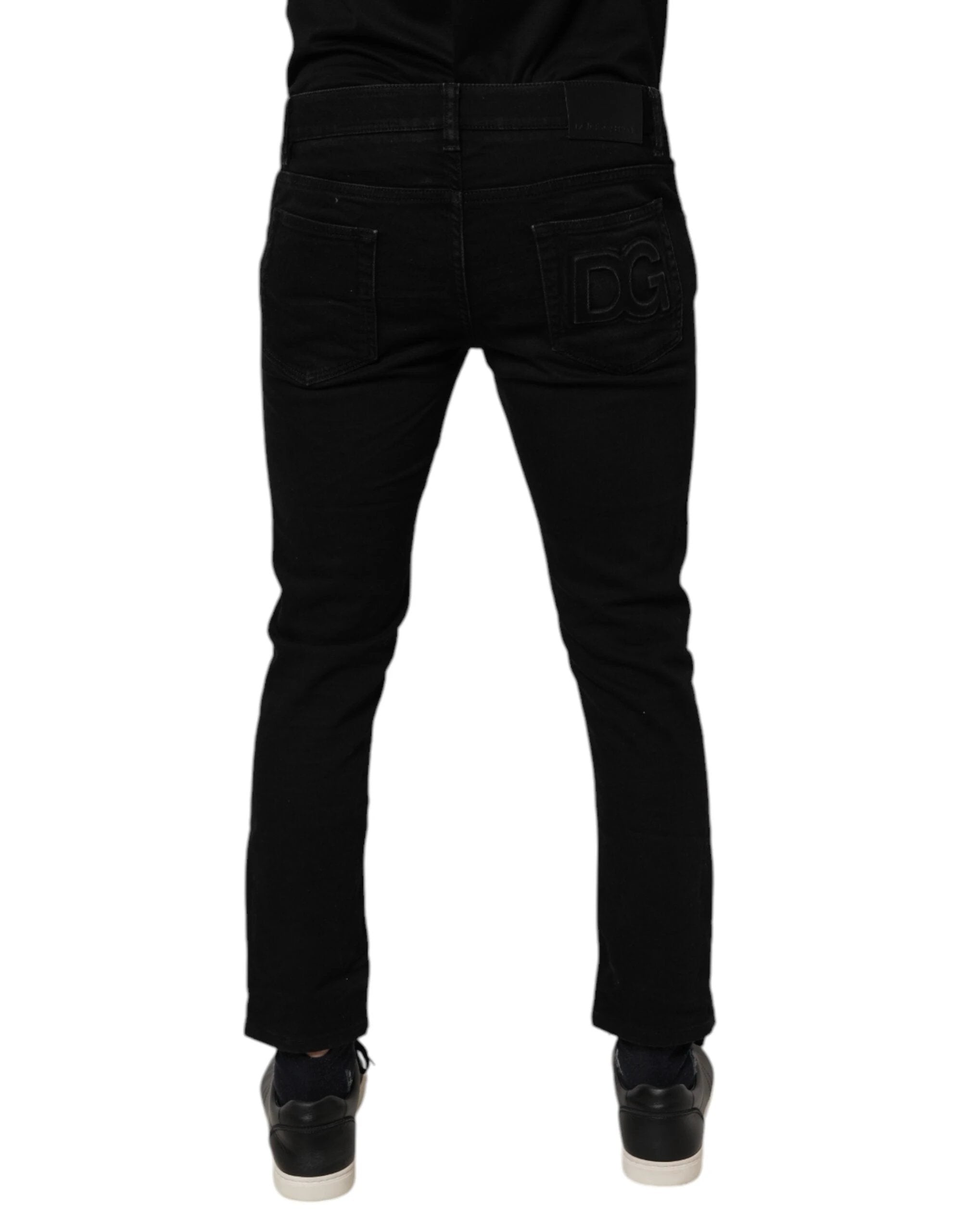 Dolce & Gabbana Black Cotton Stretch Skinny Men Denim Jeans by Dolce & Gabbana
