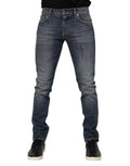 Dolce & Gabbana Blue Washed Cotton Skinny Men Denim Jeans by Dolce & Gabbana