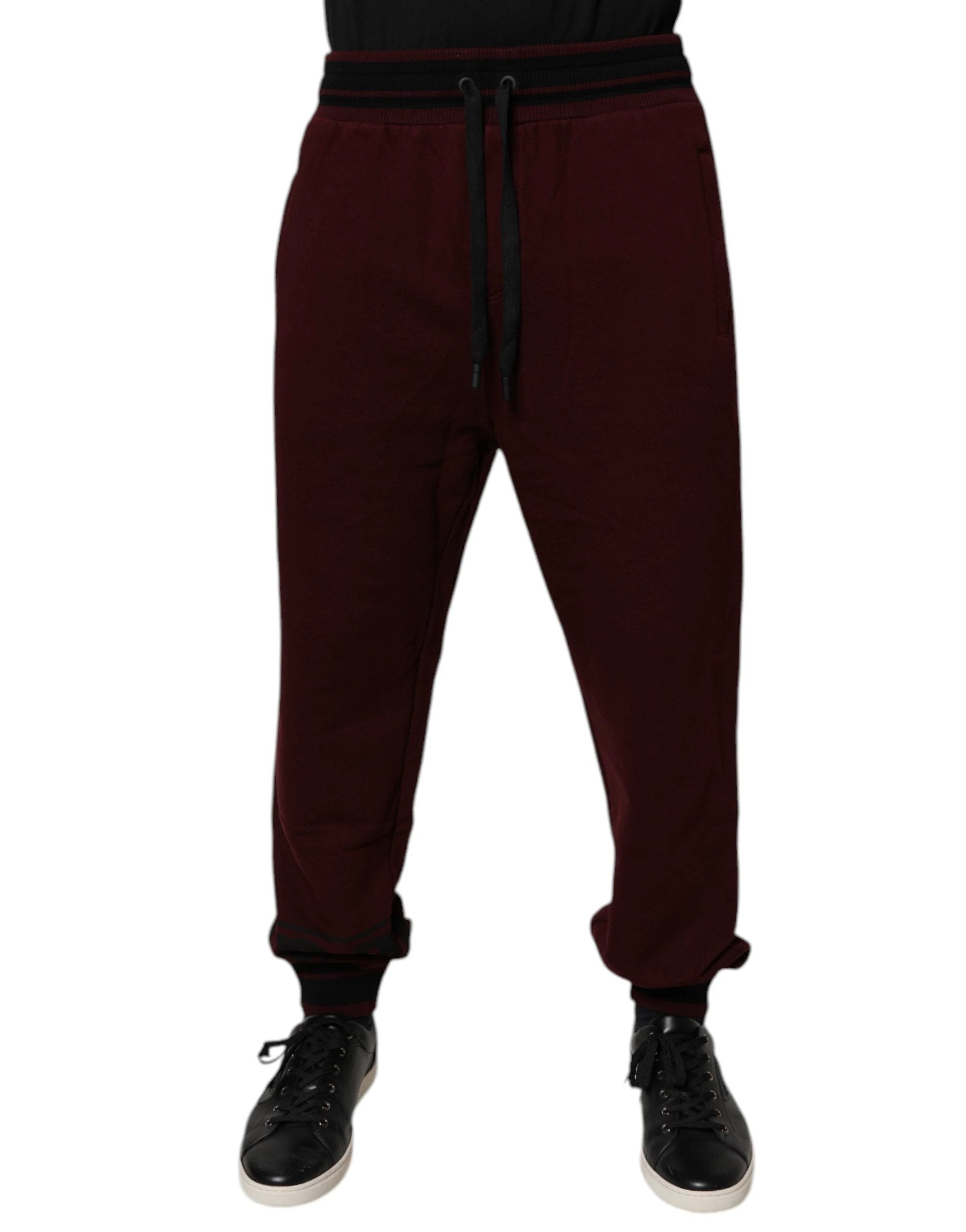 Dolce & Gabbana Maroon Cotton Men Jogger Sweatpants Pants by Dolce & Gabbana