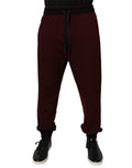 Dolce & Gabbana Maroon Cotton Men Jogger Sweatpants Pants by Dolce & Gabbana