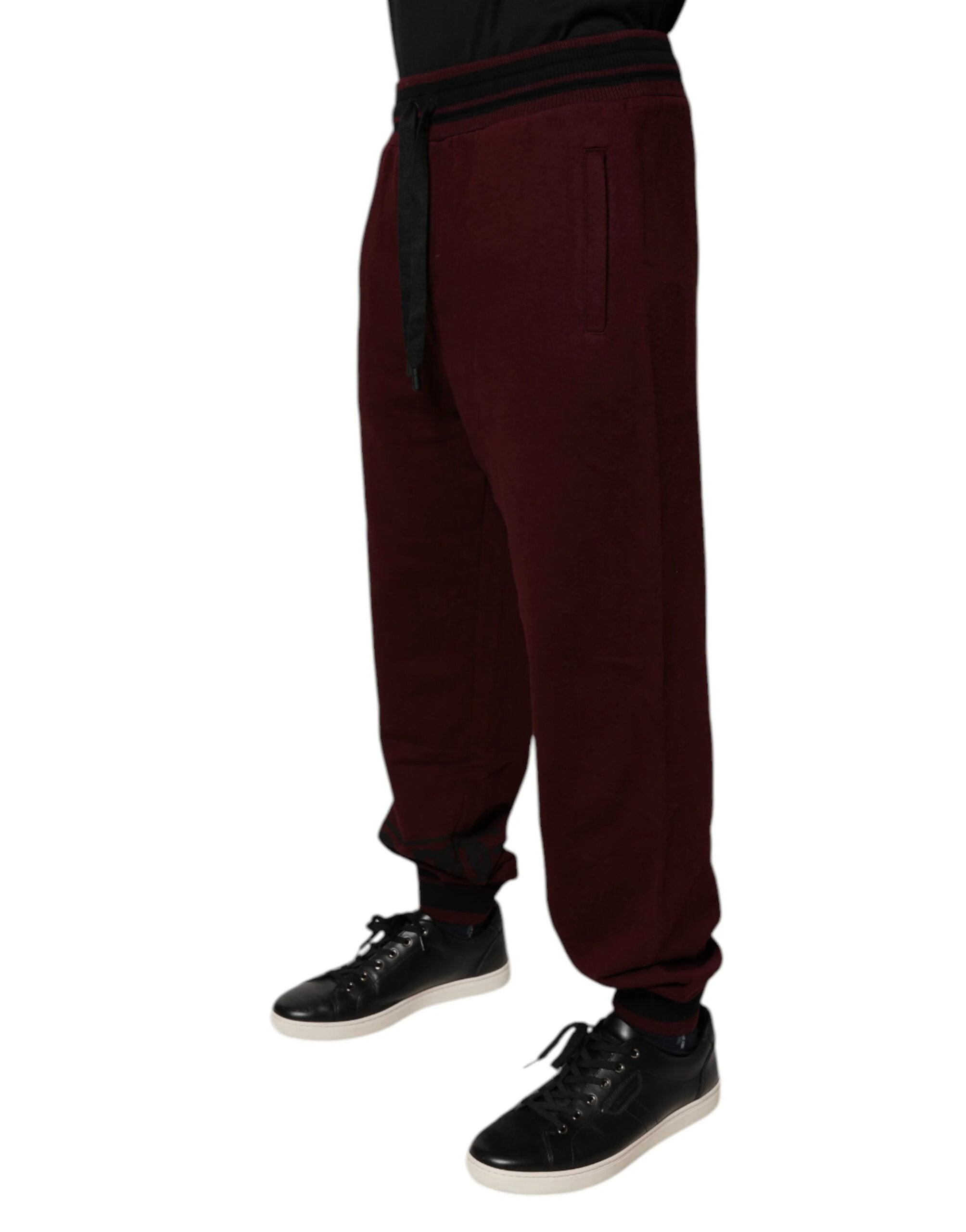 Dolce & Gabbana Maroon Cotton Men Jogger Sweatpants Pants by Dolce & Gabbana